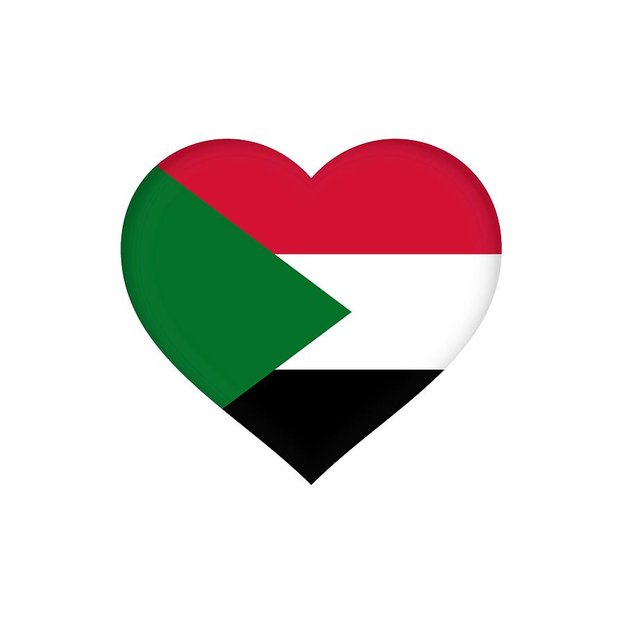 Flag of Sudan Heart Digital Art by Roy Pedersen