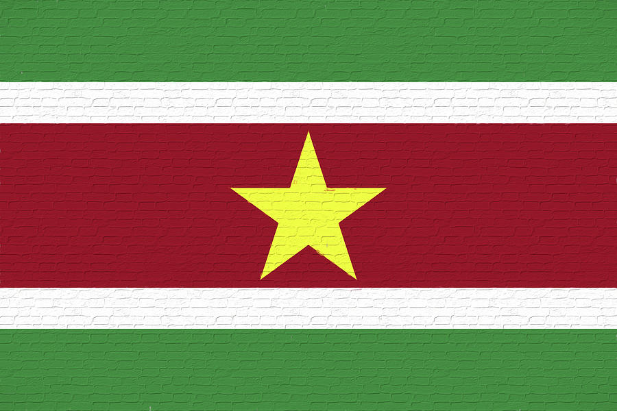 Flag of Suriname Wall Digital Art by Roy Pedersen