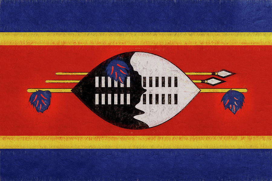 Flag of Swaziland Grunge Digital Art by Roy Pedersen