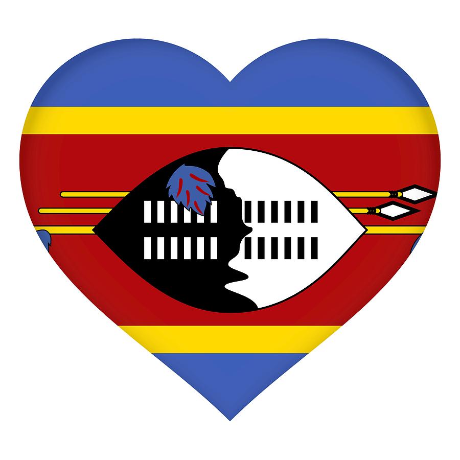 Flag of Swaziland Heart Digital Art by Roy Pedersen