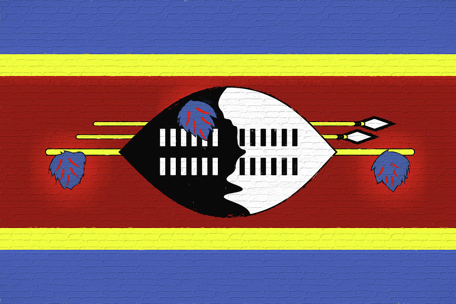 Flag of Swaziland Wall Digital Art by Roy Pedersen