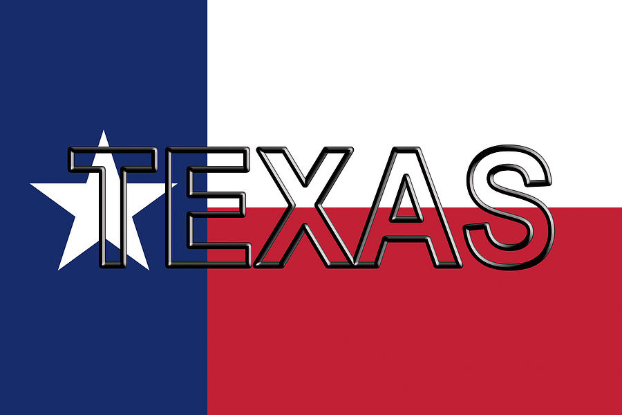 Flag of Texas Word Digital Art by Roy Pedersen