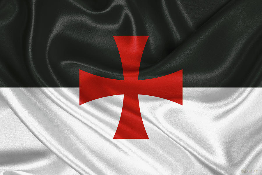 Flag of the Knights Templar Digital Art by Serge Averbukh