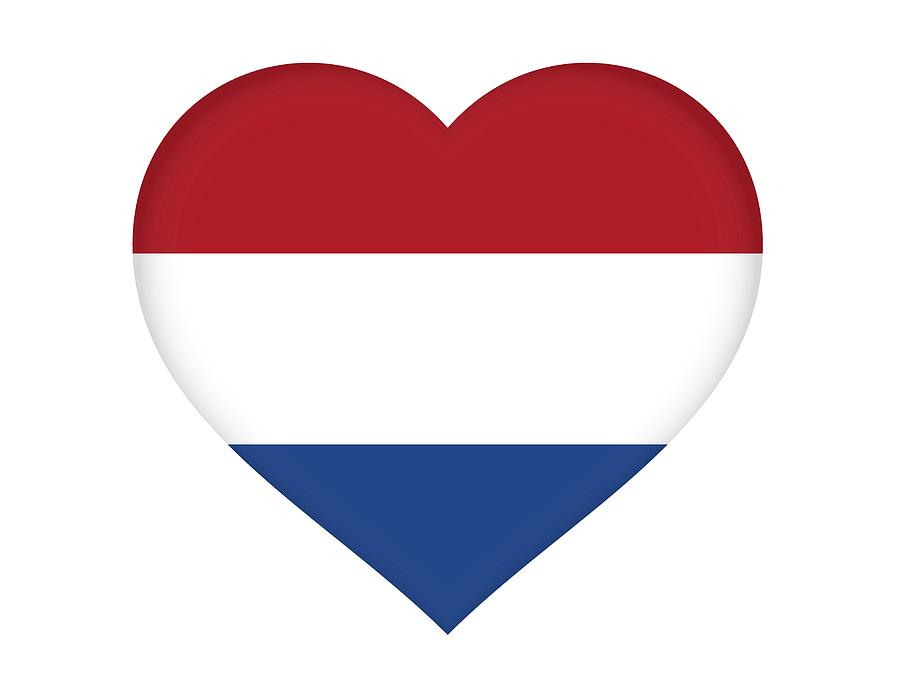 Flag of The Netherlands Heart Digital Art by Roy Pedersen