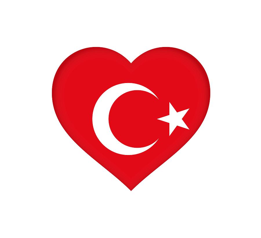 Flag of Turkey Heart Digital Art by Roy Pedersen