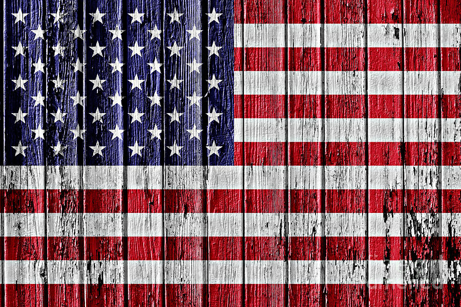 flag of USA painted on wood Photograph