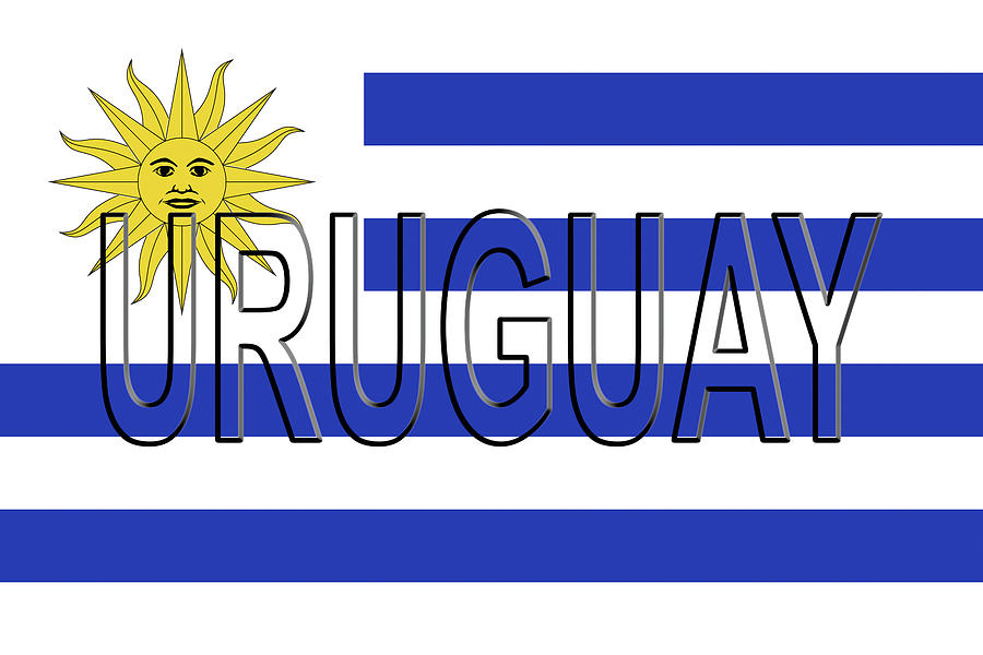 Flag of Uruguay Word Digital Art by Roy Pedersen