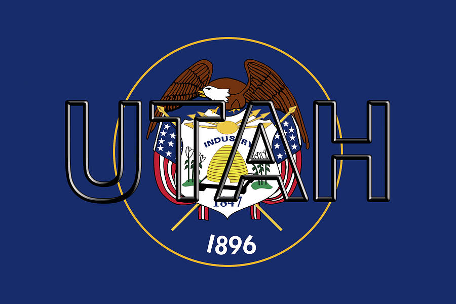 Flag of Utah Word Digital Art by Roy Pedersen