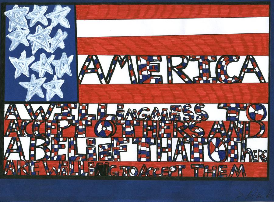 Flag one Drawing by Darrell Black