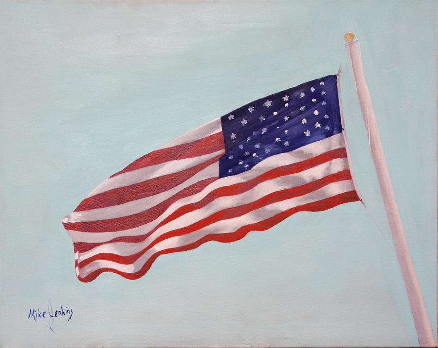 Flag over USS Arizona Painting by Mike Jenkins