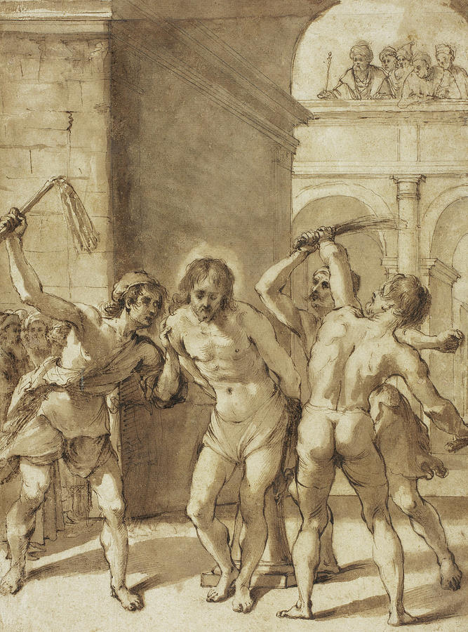 Guercino Drawing - Flagellation of Christ by Guercino