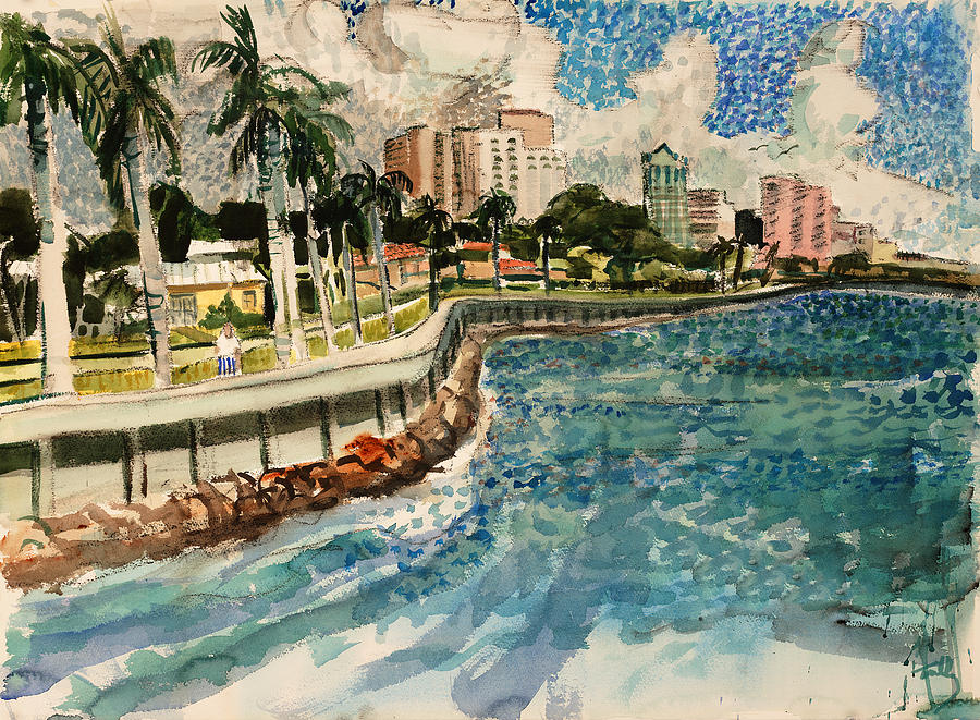 Flagler Drive Painting by Thomas Tribby