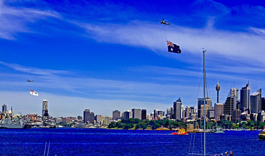 Boat Photograph - Flags Flying Over Sydney by Miroslava Jurcik