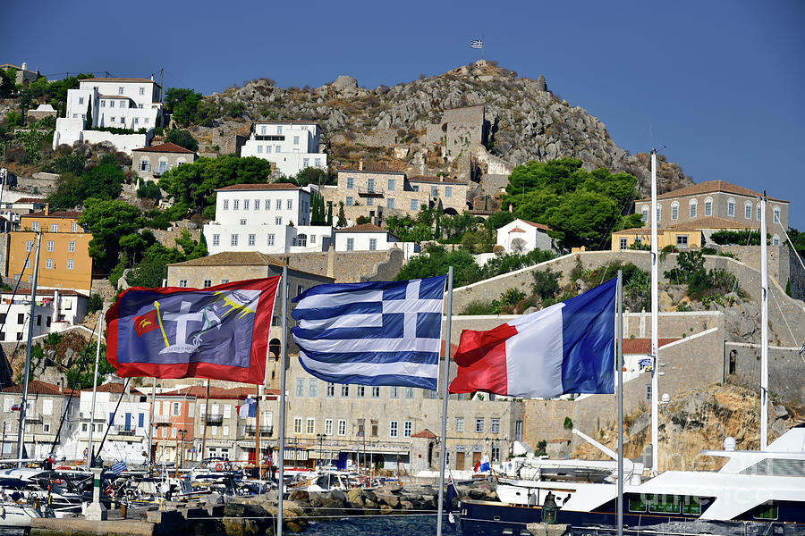 Flags in Hydra island Photograph by George Atsametakis