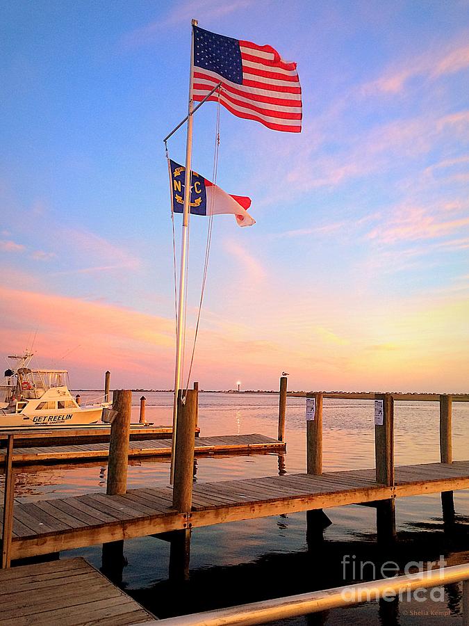 Flags In The Sunset Painting by Shelia Kempf