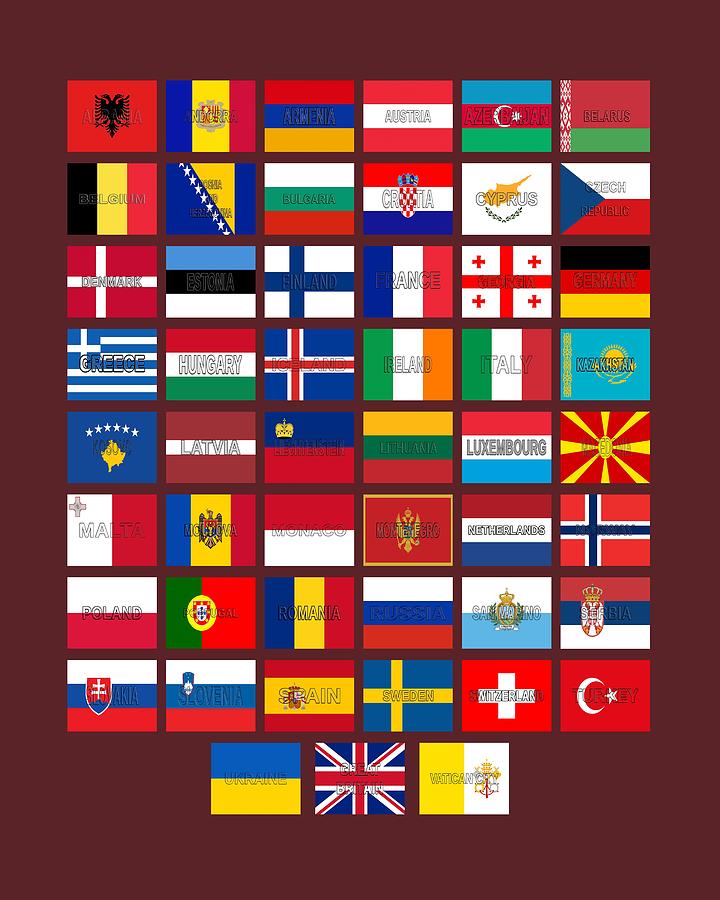 Flags of Europe Words 2 Digital Art by Roy Pedersen