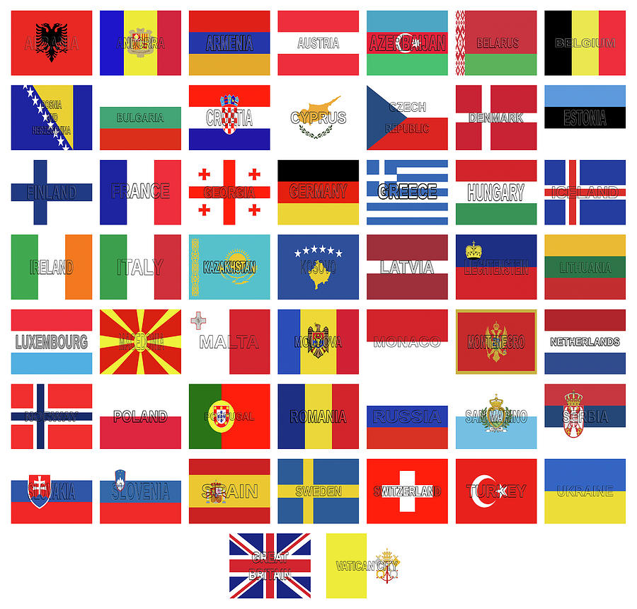 Flags of Europe Words Digital Art by Roy Pedersen