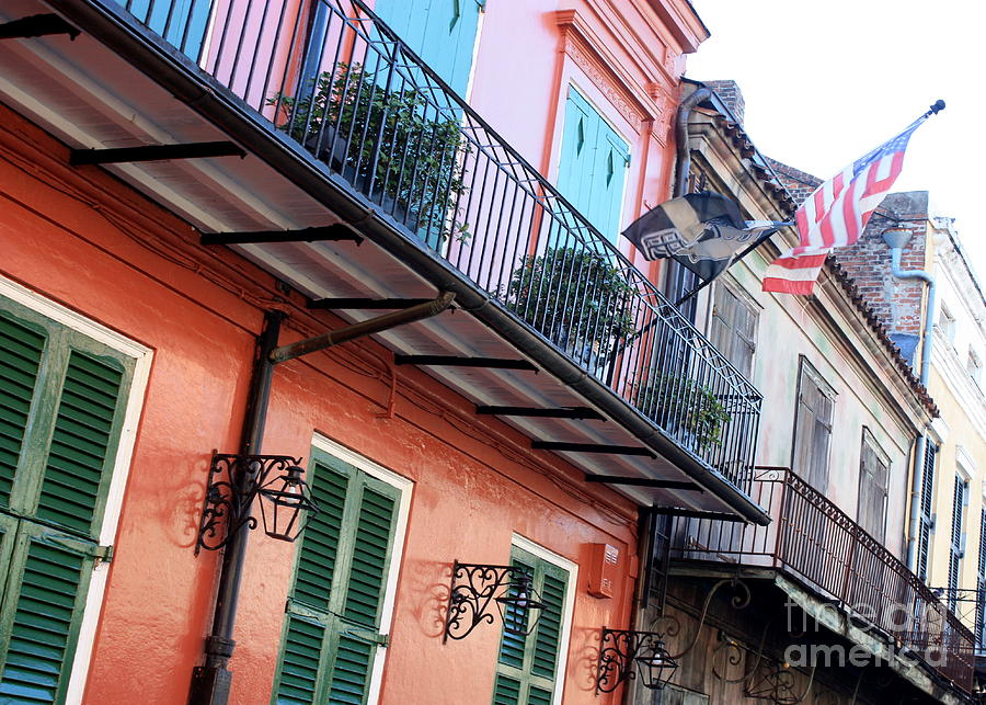 New Orleans Saints Photograph - Flags on the Balcony by Carol Groenen
