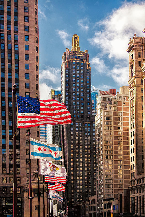 Flags over Chicago Photograph by Andrew Soundarajan