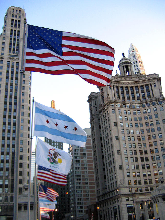 Flags over Michigan Ave Photograph by Laura Kinker