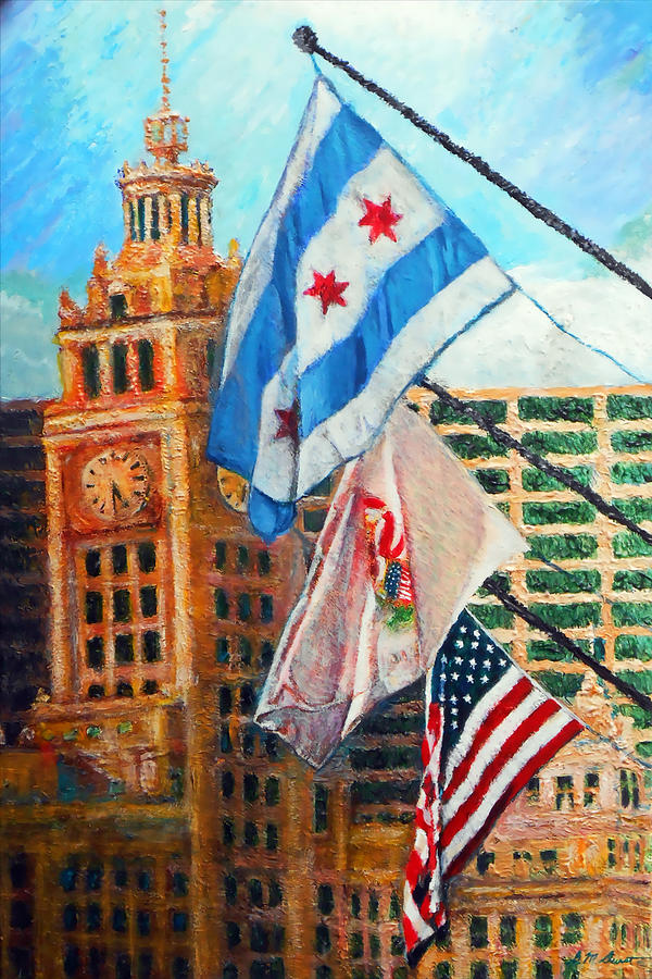 Chicago Painting - Flags Over Wrigley by Michael Durst