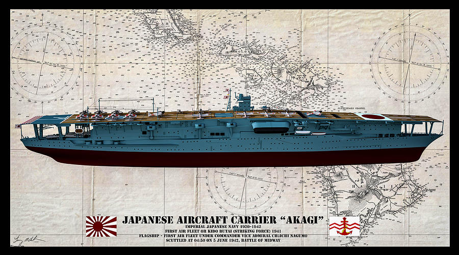 Flagship Akagi Japanese Imperial Navy Oil Digital Art