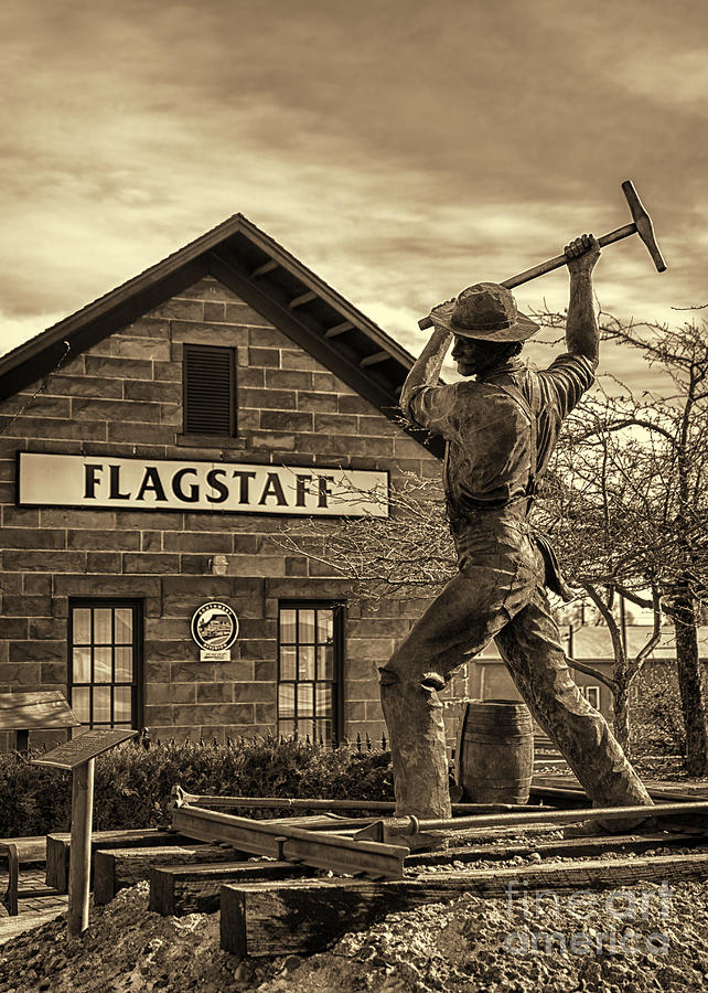Flagstaff Arizona and the Railroad Photograph by Priscilla Burgers
