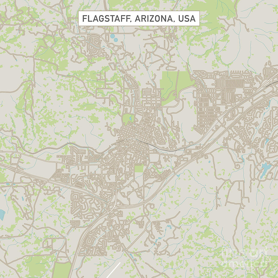 City Digital Art - Flagstaff Arizona US City Street Map by Frank Ramspott