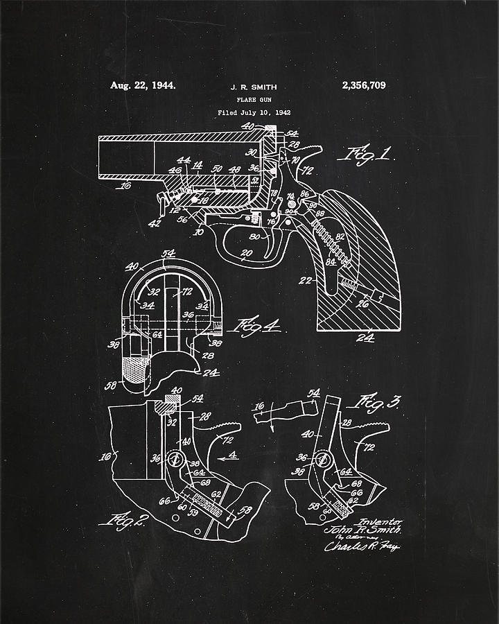 Flair Gun Patent Drawing 1c Mixed Media by Brian Reaves