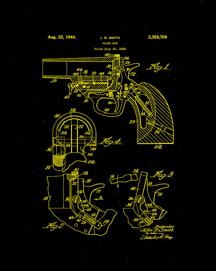 Flair Gun Patent Drawing 1f Mixed Media by Brian Reaves