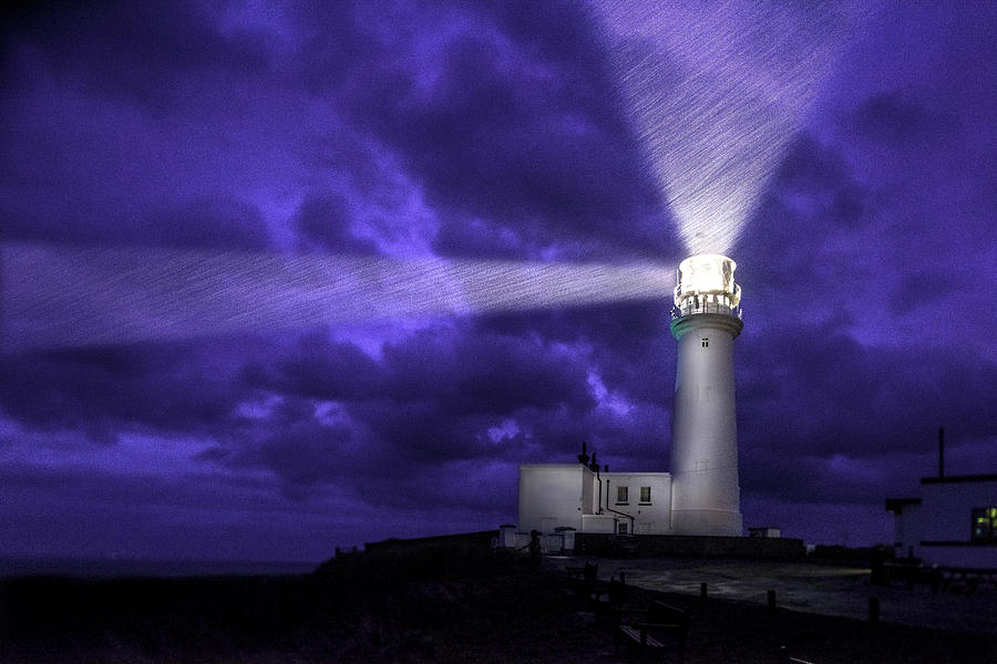 Flamborough Head Lighthouse, A Dark And Stormy Night. Photograph ...