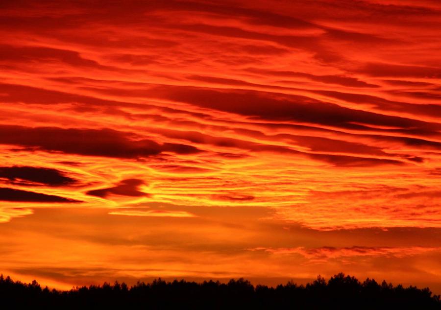 Flame Coloured Sunset Sky Photograph by Taiche Acrylic Art