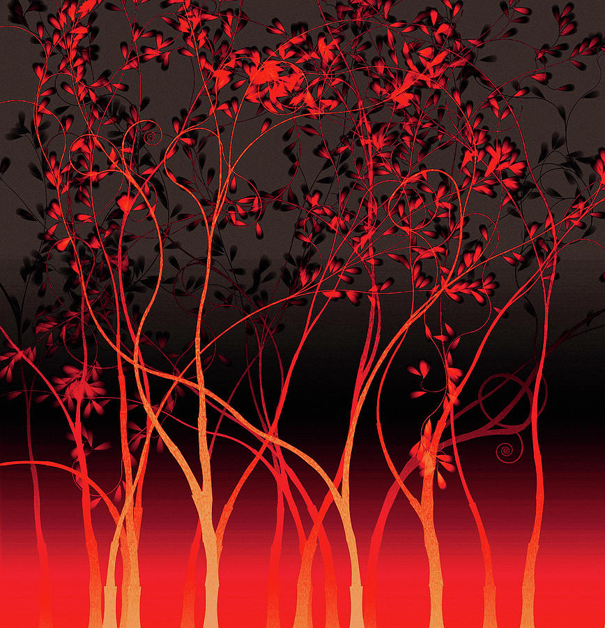 Flame Forest Painting by Susan Maxwell Schmidt
