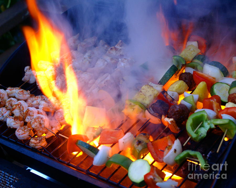 Flame Grilled Shrimp and Veggies Photograph by Ben Upham III