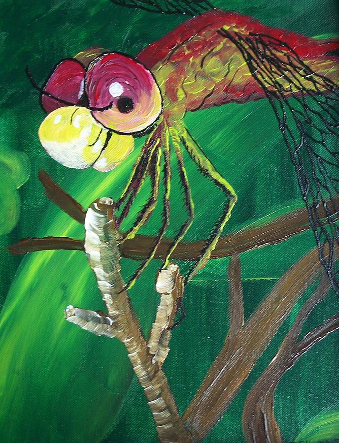 Flame the Dragonfly Painting by Belinda Cox