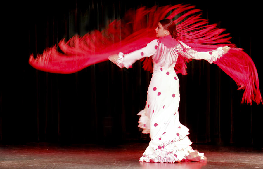 Flameco Dancer with Swirling Red Scarf Photograph by David Smith