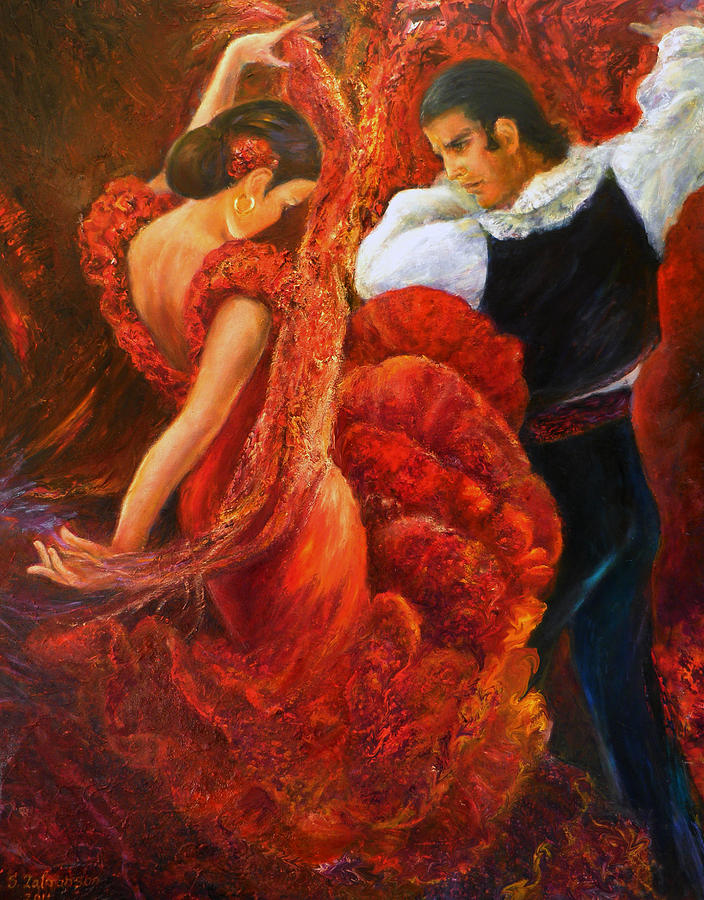 Dance Painting - Flamenco couple 2 by Sylva Zalmanson