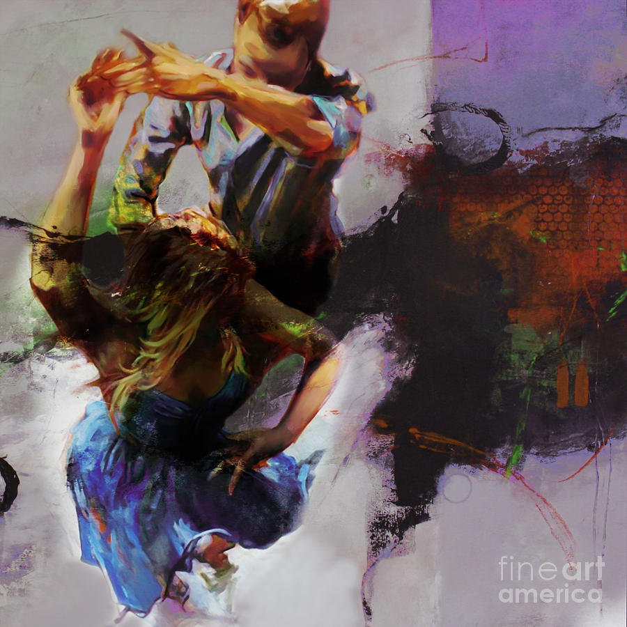 Music Painting - Flamenco Couple Dance 092 by Gull G