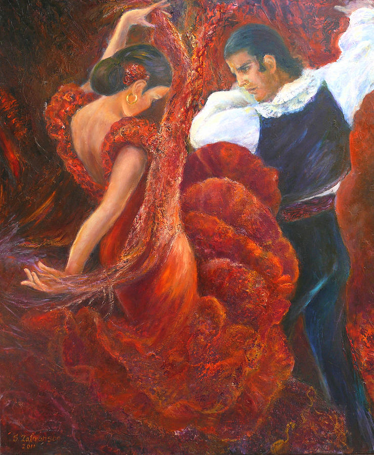 Flamenco Painting - Flamenco couple FA by Sylva Zalmanson