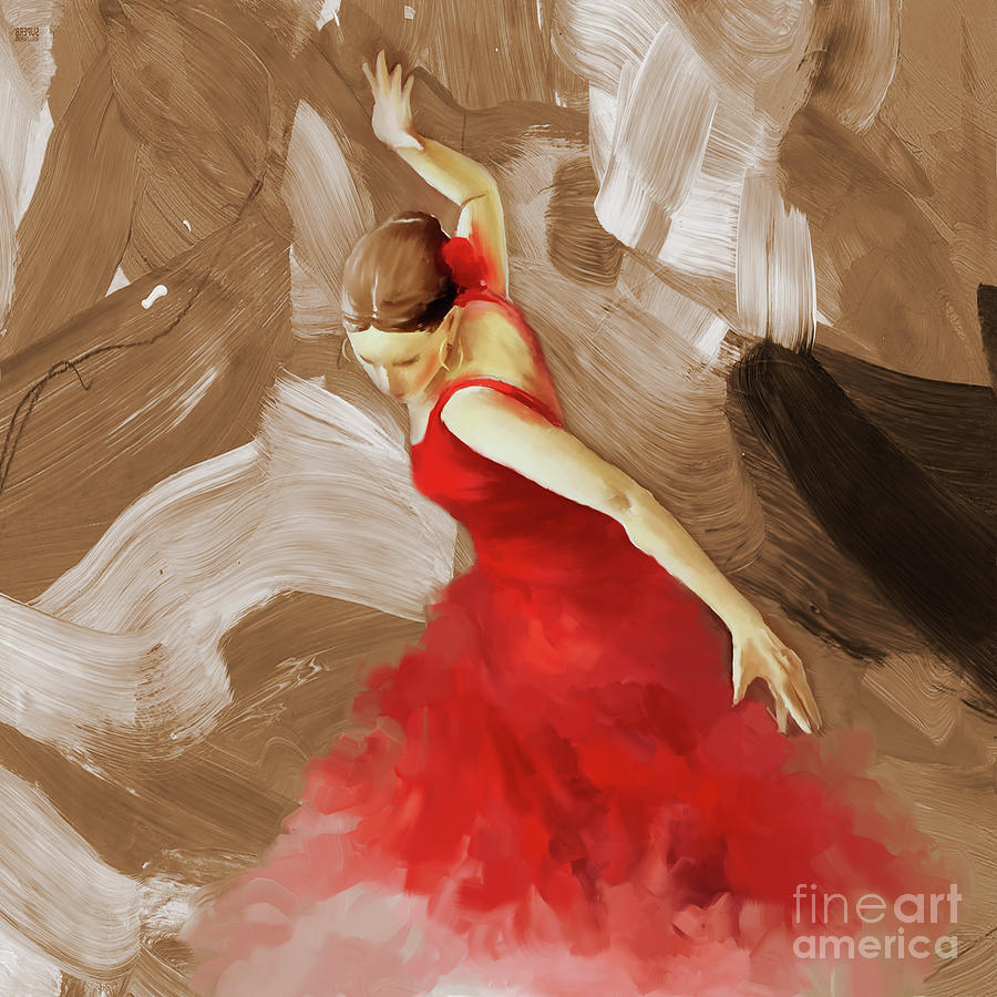 Flamenco dance women 02 Painting by Gull G