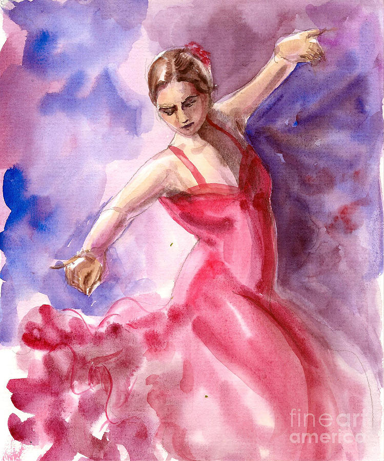 Flamenco dancer 6 Painting by Asha Sudhaker Shenoy