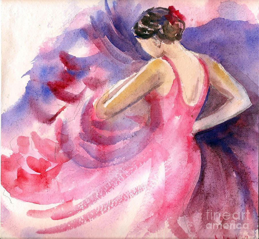 Flamenco dancer Painting by Asha Sudhaker Shenoy