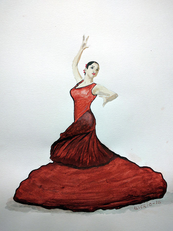 Flamenco Dancer Painting by Edwin Alverio