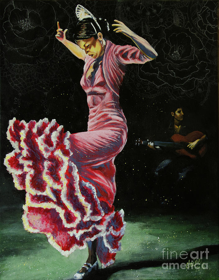 Flamenco Dancer Painting by Elaine Berger