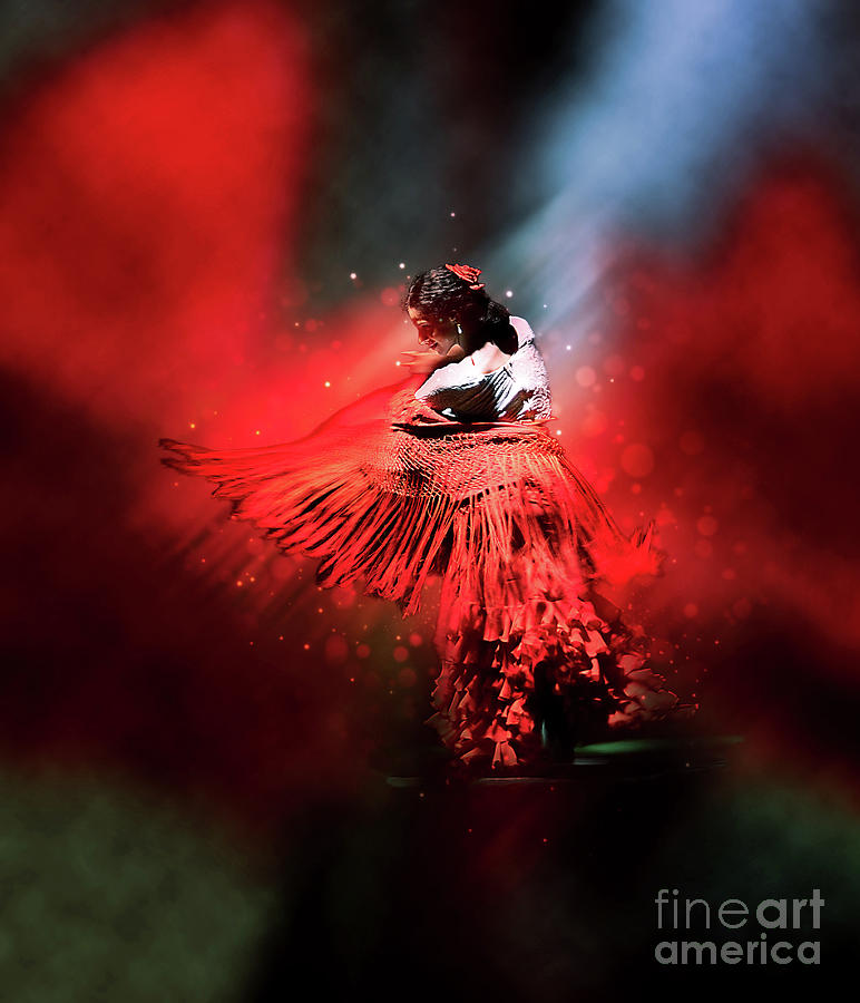 Flamenco Dancer in Red Photograph by Mary Machare
