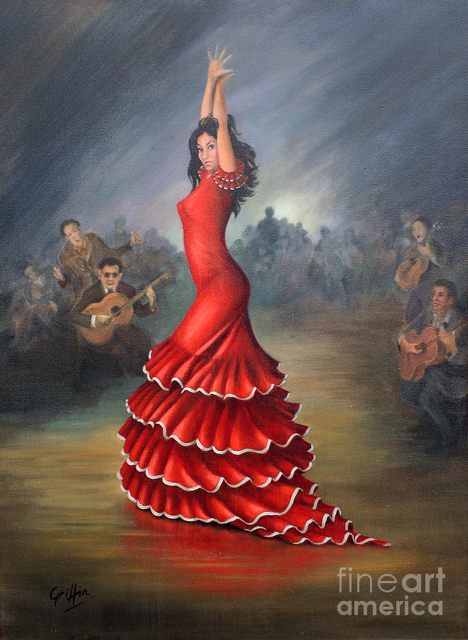 Guitar Still Life Painting - Flamenco Dancer by Mai Griffin