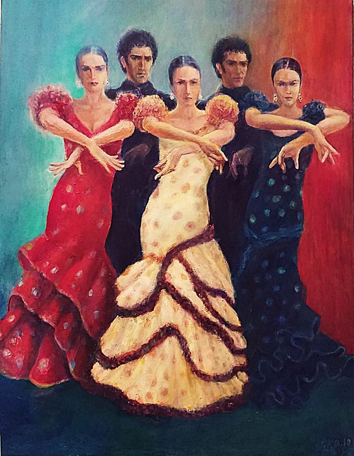 Flamenco Dancers 5 Painting by Sylva Zalmanson