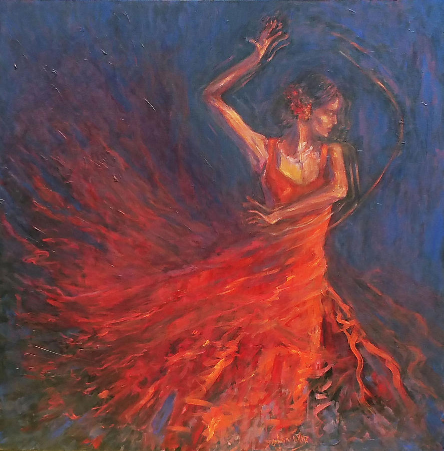 Flamenco Flame Painting by Gladiola Sotomayor
