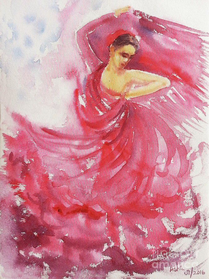 Flamenco Frenzy Painting by Asha Sudhaker Shenoy