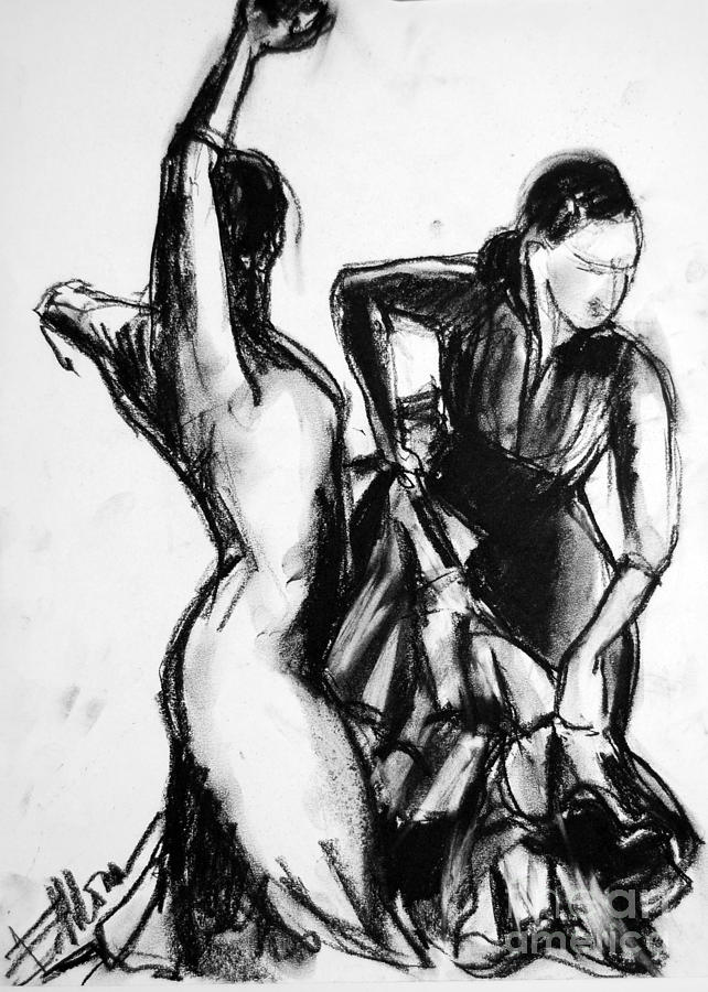 Abstract Drawing - Flamenco Sketch 1 by Mona Edulesco